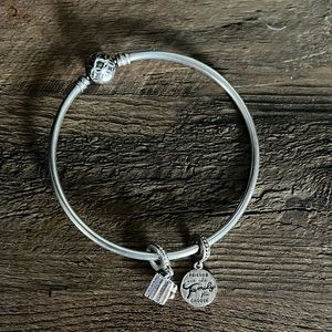 Pandora Bangle Charm Bracelet Birthday Cake & Chosen Family Charms (2 charms)